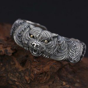 Takahashi Goro's Handmade Silver Golden Dragon Cuff Bracelet Bangle